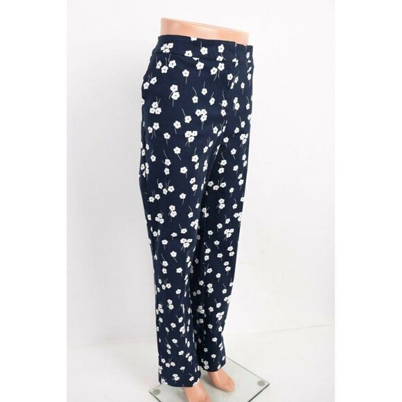 Boden Womens Richmond Ankle Pants UK 22L US 18L Tall Navy Blue Floral - Picture 2 of 7